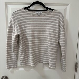 Ann Taylor Beige and White Striped Sweater